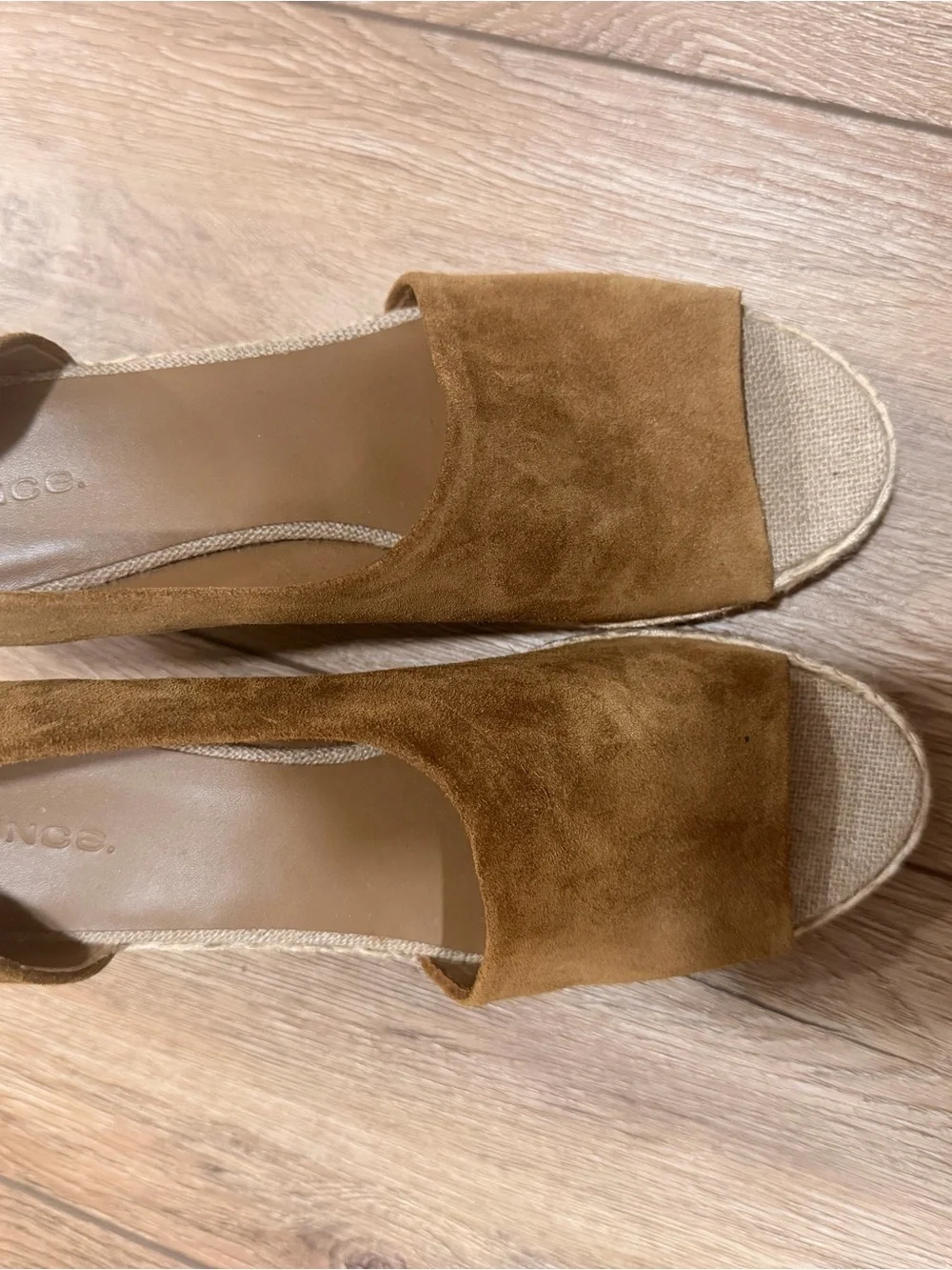 Vince Sonora Suede Peep-Toe Espadrille Wedges